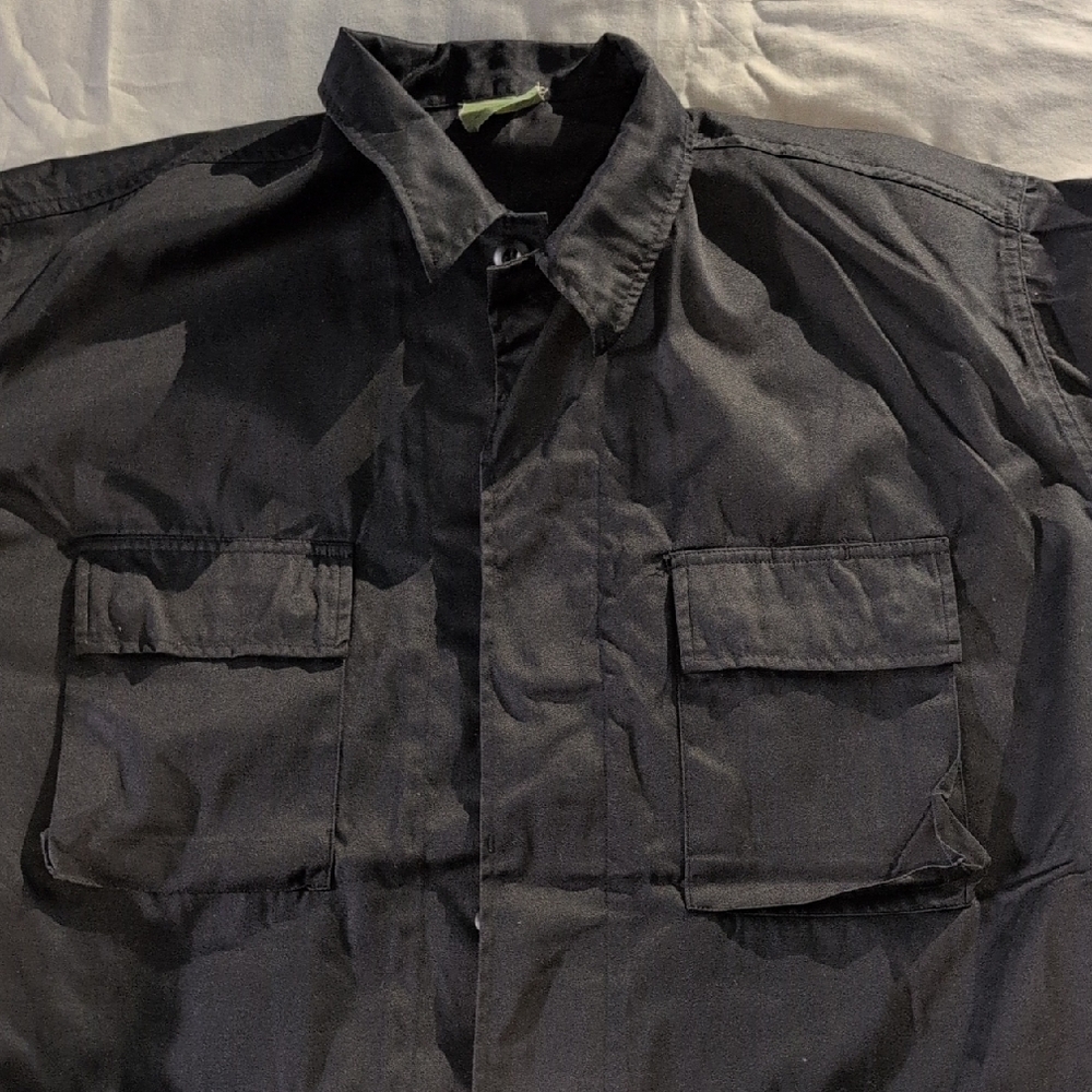 Military Surplus Inspired Black Shirt Jacket XXL